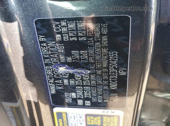 KNDCT3LE3P5042155 2023 KIA NIRO Gray VIN կոդի պիտակի տեսք
