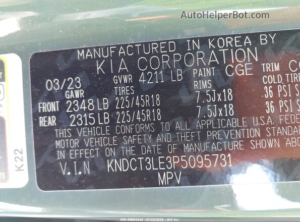 KNDCT3LE3P5095731 2023 KIA NIRO Green Շարժիչի բաժամունքի տեսք