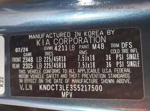 KNDCT3LE3S5217500 2025 KIA NIRO Blue Շարժիչի բաժամունքի տեսք
