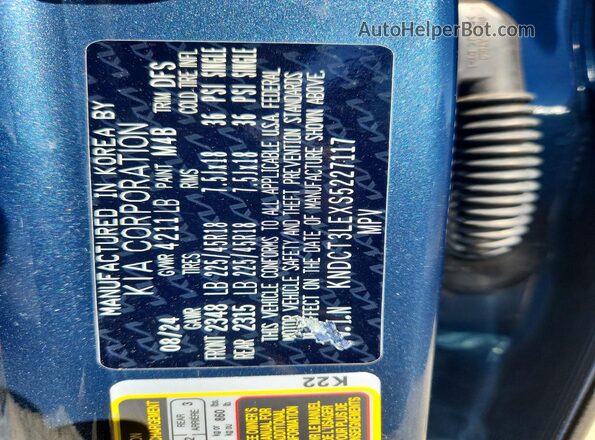 KNDCT3LEXS5227117 2025 KIA NIRO Blue VIN կոդի պիտակի տեսք