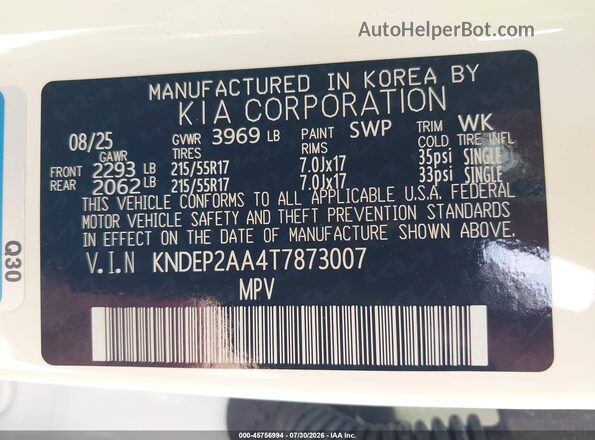 KNDEP2AA4T7873007 2026 KIA SELTOS Белый Вид подкапотного пространства