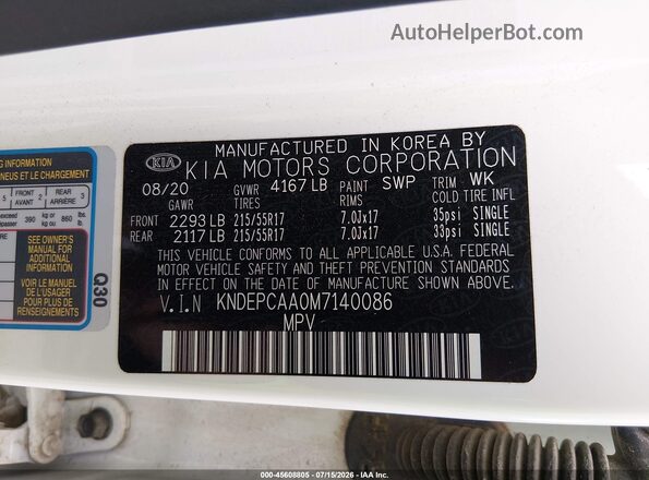 KNDEPCAA0M7140086 2021 KIA SELTOS White Vista del compartimento del motor