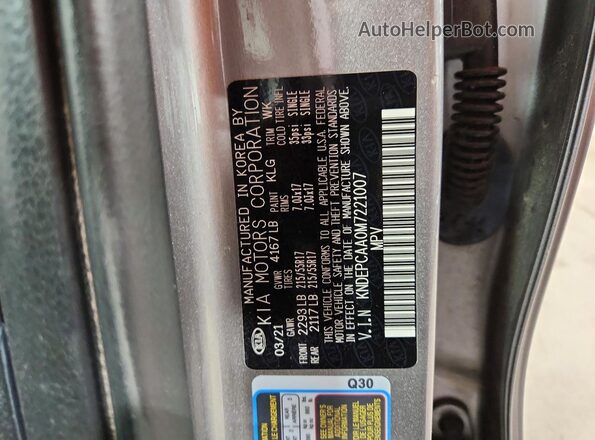 KNDEPCAA0M7221007 2021 KIA SELTOS Silver Панорамний вид салону 360°