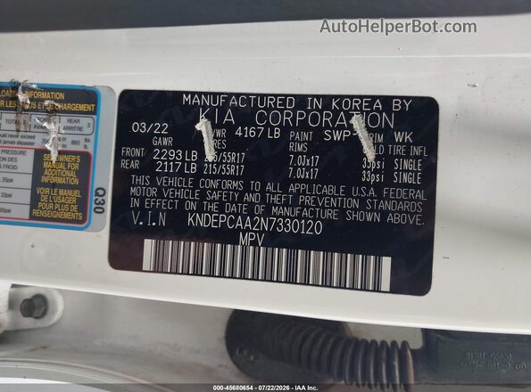 KNDEPCAA2N7330120 2022 KIA SELTOS White Engine compartment view