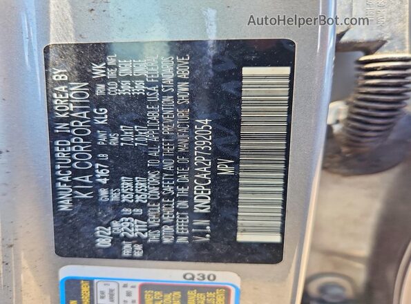KNDEPCAA2P7392054 2023 KIA SELTOS Silver VIN կոդի պիտակի տեսք