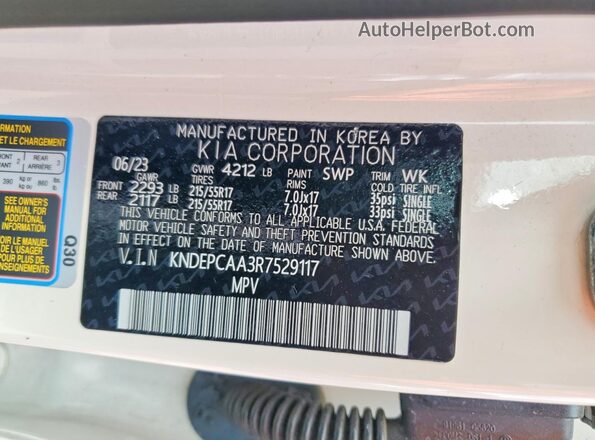 KNDEPCAA3R7529117 2024 KIA SELTOS White Vista interior de 360 grados
