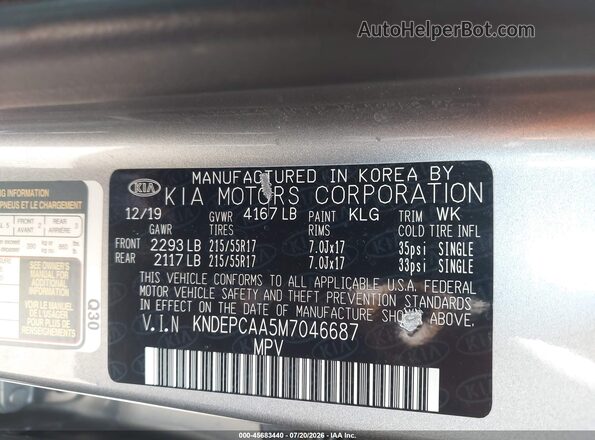 KNDEPCAA5M7046687 2021 KIA SELTOS Gray Engine compartment view