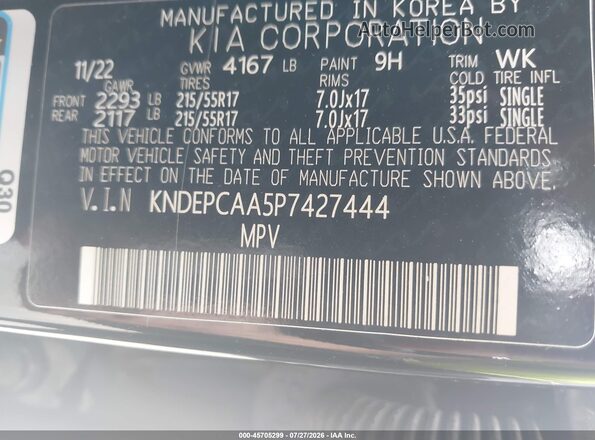 KNDEPCAA5P7427444 2023 KIA SELTOS Black Vista del compartimento del motor