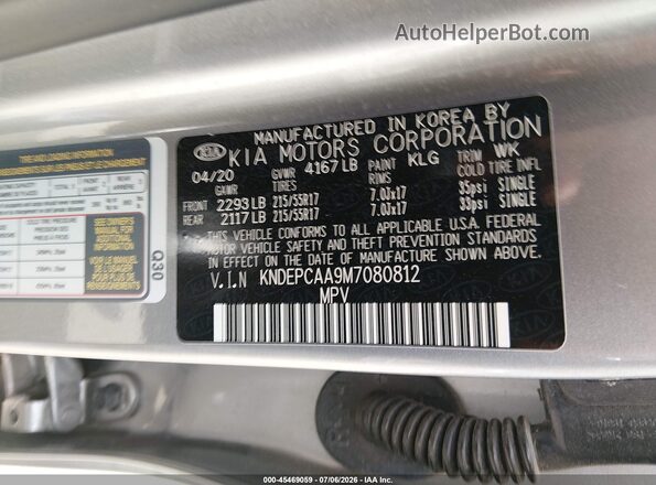 KNDEPCAA9M7080812 2021 KIA SELTOS Silver Շարժիչի բաժամունքի տեսք