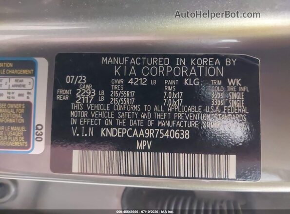KNDEPCAA9R7540638 2024 KIA SELTOS Gray Widok komory silnika