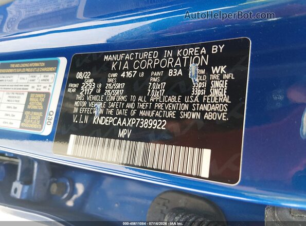 KNDEPCAAXP7389922 2023 KIA SELTOS Blue ძრავის განყოფილების ხედი