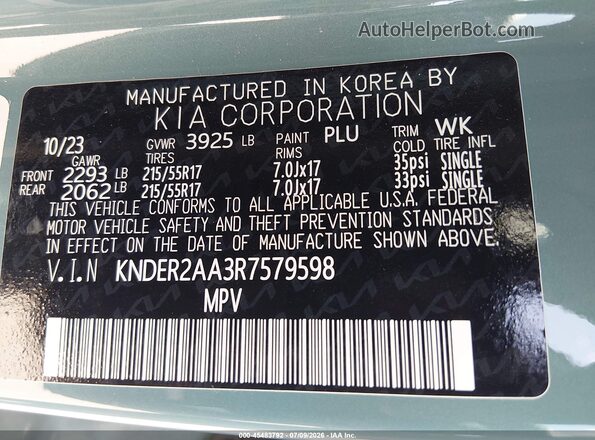 KNDER2AA3R7579598 2024 KIA SELTOS Blue Vista del compartimento del motor
