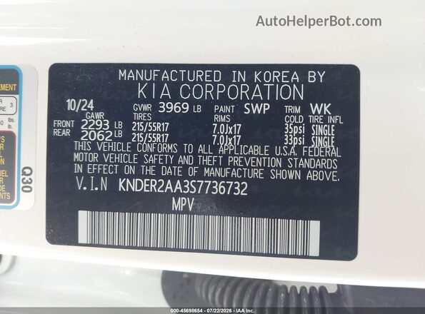 KNDER2AA3S7736732 2025 KIA SELTOS White ძრავის განყოფილების ხედი