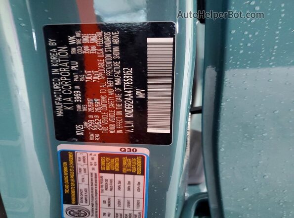 KNDER2AA4T7858162 2026 KIA SELTOS Blue Vista de la etiqueta del VIN