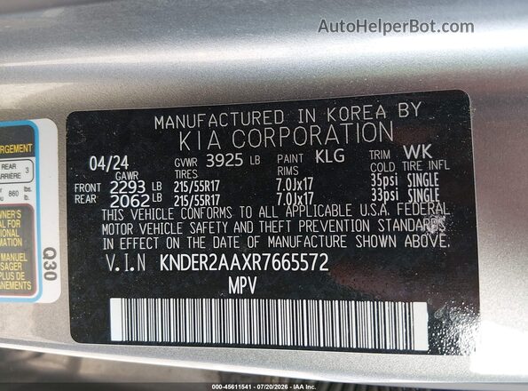 KNDER2AAXR7665572 2024 KIA SELTOS Silver Вид підкапотного простору