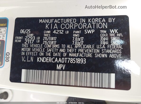 KNDERCAA0T7851893 2026 KIA SELTOS Белый Вид подкапотного пространства