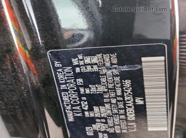 KNDERCAA2R7542466 2024 KIA SELTOS Black Vista de la etiqueta del VIN