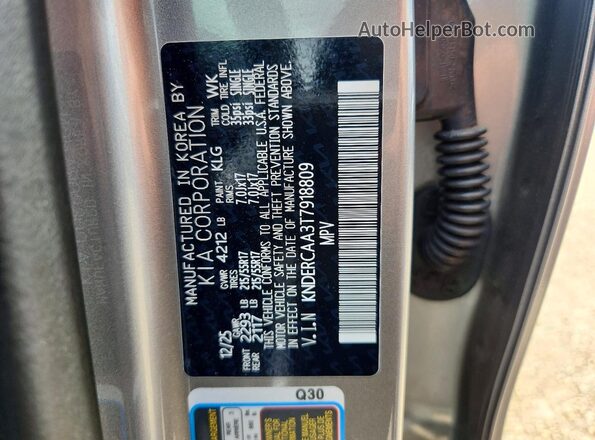 KNDERCAA3T7918809 2026 KIA SELTOS Gray Вид наклейки з VIN-кодом