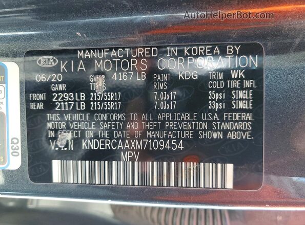 KNDERCAAXM7109454 2021 KIA SELTOS Серый Вид наклейки с VIN-кодом