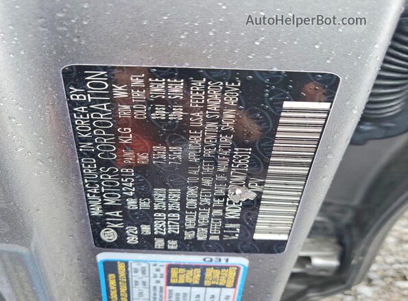 KNDETCA20M7156311 2021 KIA SELTOS Gray Vista de la etiqueta del VIN