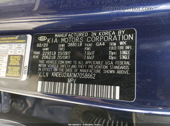 KNDEU2AA1M7058662 2021 KIA SELTOS Blue Widok komory silnika