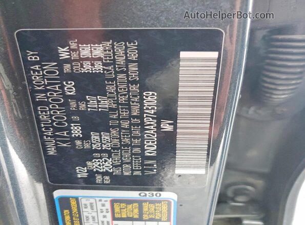 KNDEU2AAXP7431069 2023 KIA SELTOS Серый Вид наклейки с VIN-кодом