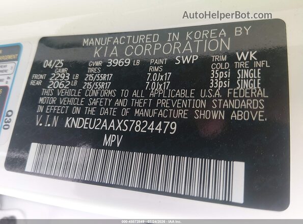 KNDEU2AAXS7824479 2025 KIA SELTOS White Вид підкапотного простору