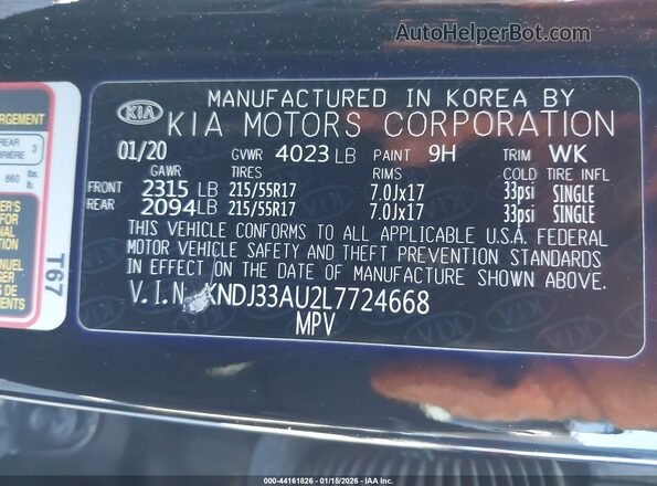 KNDJ33AU2L7724668 2020 KIA SOUL Черный Вид подкапотного пространства