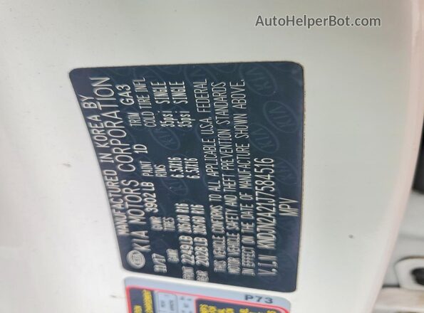 KNDJN2A21J7584516 2018 KIA SOUL White Շարժիչի բաժամունքի տեսք