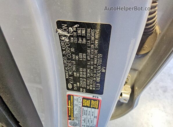 KNDJN2A24K7010719 2019 KIA SOUL Silver Вид підкапотного простору