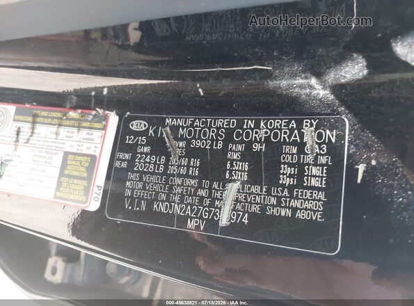 KNDJN2A27G7314974 2016 KIA SOUL Black Widok komory silnika