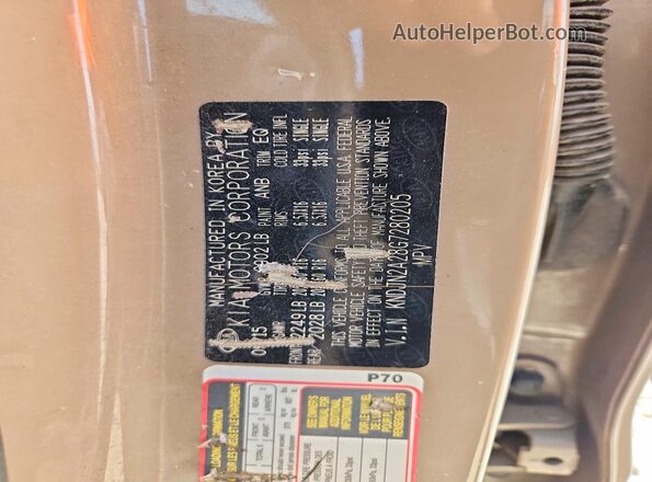 KNDJN2A28G7280205 2016 KIA SOUL Коричневый Вид наклейки с VIN-кодом