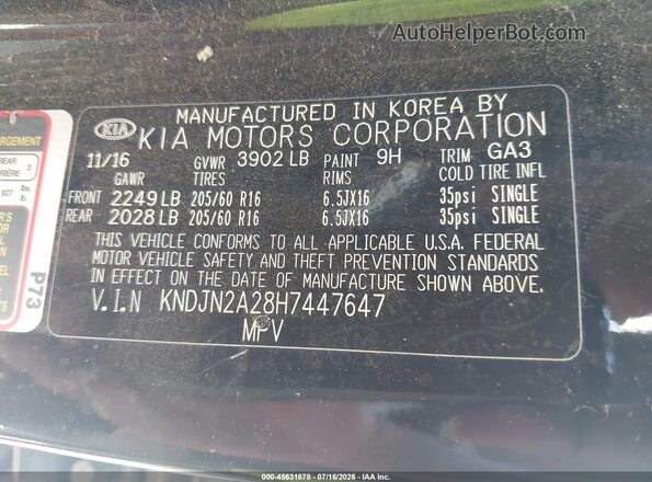 KNDJN2A28H7447647 2017 KIA SOUL Black Вид підкапотного простору