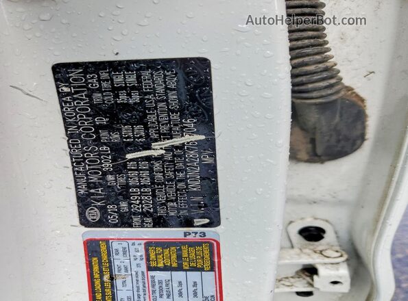 KNDJN2A28K7647046 2019 KIA SOUL White VIN կոդի պիտակի տեսք