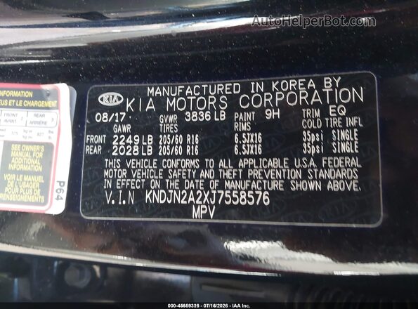 KNDJN2A2XJ7558576 2018 KIA SOUL Black Widok komory silnika