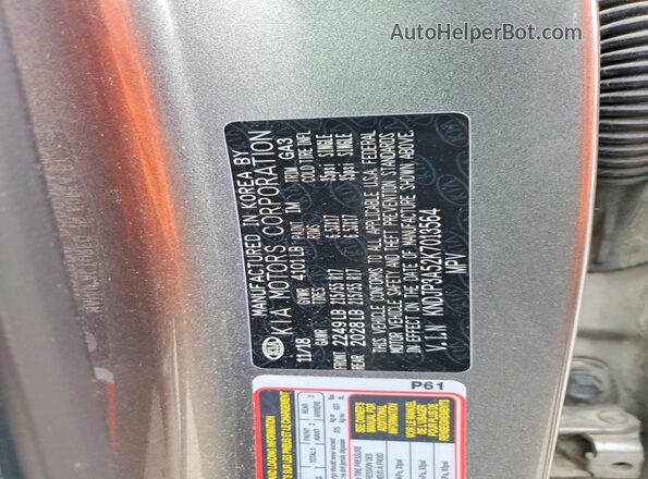 KNDJP3A52K7013564 2019 KIA SOUL Gray Vista de la etiqueta del VIN