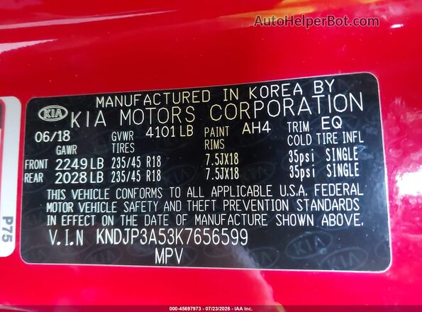 KNDJP3A53K7656599 2019 KIA SOUL Red Engine compartment view