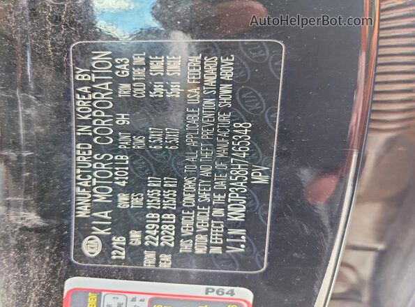 KNDJP3A58H7465348 2017 KIA SOUL Black Engine compartment view