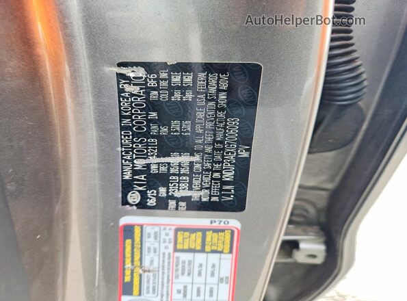 KNDJP3AEXG7006093 2016 KIA SOUL Gray Vista del compartimento del motor