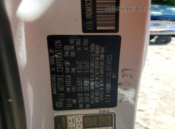 KNDMA5C16L6614505 2020 KIA SEDONA White Շարժիչի բաժամունքի տեսք