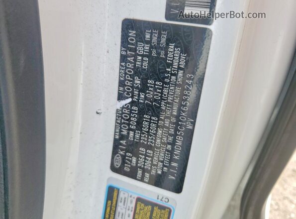 KNDMB5C10K6538243 2019 KIA SEDONA White VIN sticker view