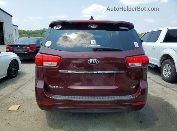 KNDMB5C11G6214564 2016 KIA SEDONA Maroon უკანა ხედი