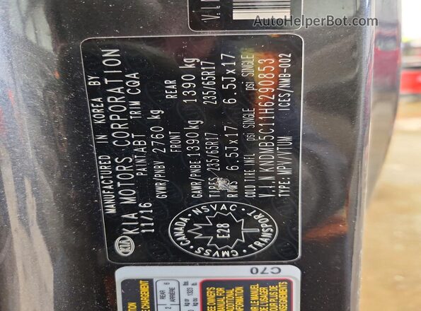 KNDMB5C11H6290853 2017 KIA SEDONA Black Widok wnętrza 360 stopni