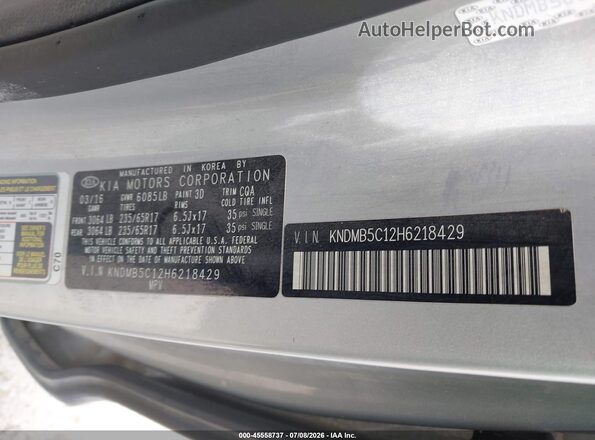 KNDMB5C12H6218429 2017 KIA SEDONA Silver Engine compartment view