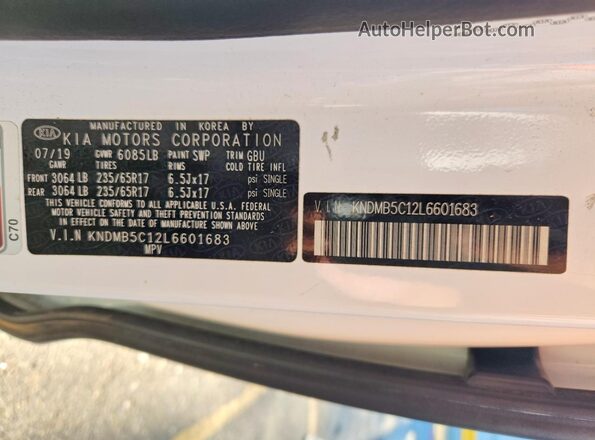 KNDMB5C12L6601683 2020 KIA SEDONA White 360 interior view