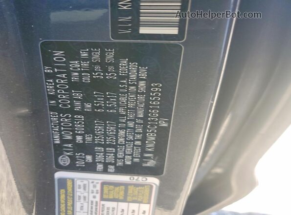KNDMB5C13G6165593 2016 KIA SEDONA Угольный Вид наклейки с VIN-кодом