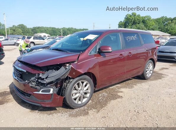 KNDMB5C13K6541816 2019 KIA SEDONA Maroon Առջևի ձախ երեք քառորդ տեսարան