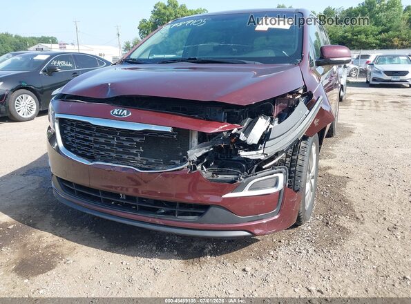 KNDMB5C13K6541816 2019 KIA SEDONA Maroon Սալոնի դիմացի տեսք
