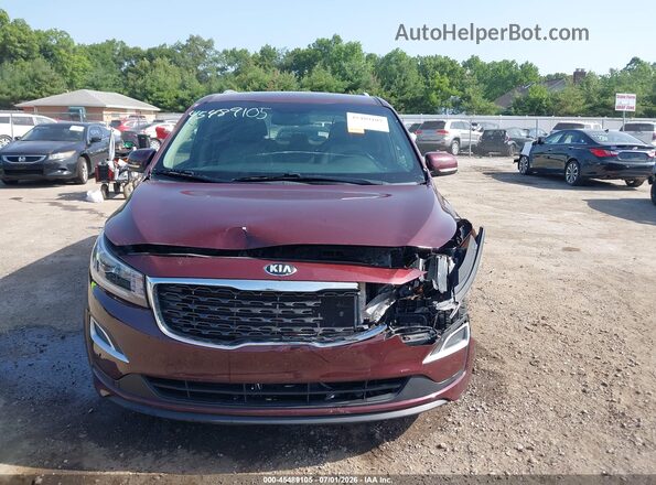 KNDMB5C13K6541816 2019 KIA SEDONA Maroon Առջևի վահանակի տեսք