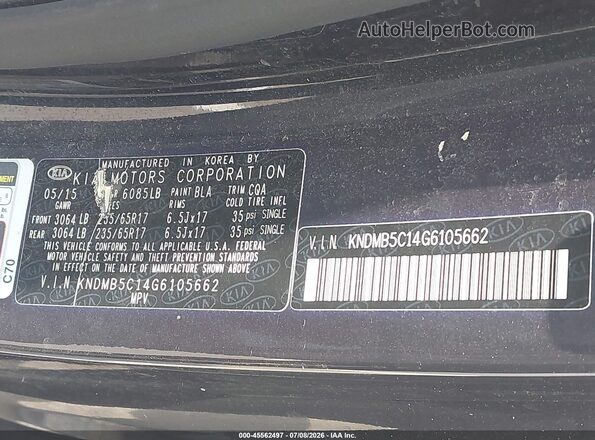 KNDMB5C14G6105662 2016 KIA SEDONA Blue Engine compartment view